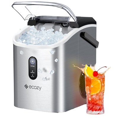 BLG Commercial Electric Ice Maker Machine 17KG Daily Chewing Ice 33lbs Cube Storage Capacity Nugget Ice for Restaurant Home Use