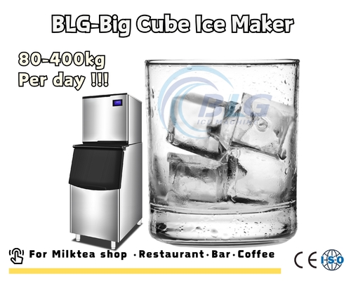 BLG Big Cube Ice Machine 100kg 200kg 400kg 24Hrs Spray Type 35mm,50mm Clear Large Square Ice Cube for Whisky Use in Bar Hotel