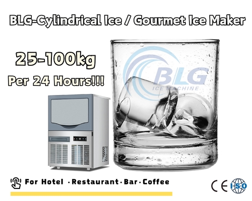 BLG Commercial 100KG/24H Fully Automatic Integrated Spray Cylindrical Ice Machine 20KG Storage 220V Gourmet Ice  Compressor