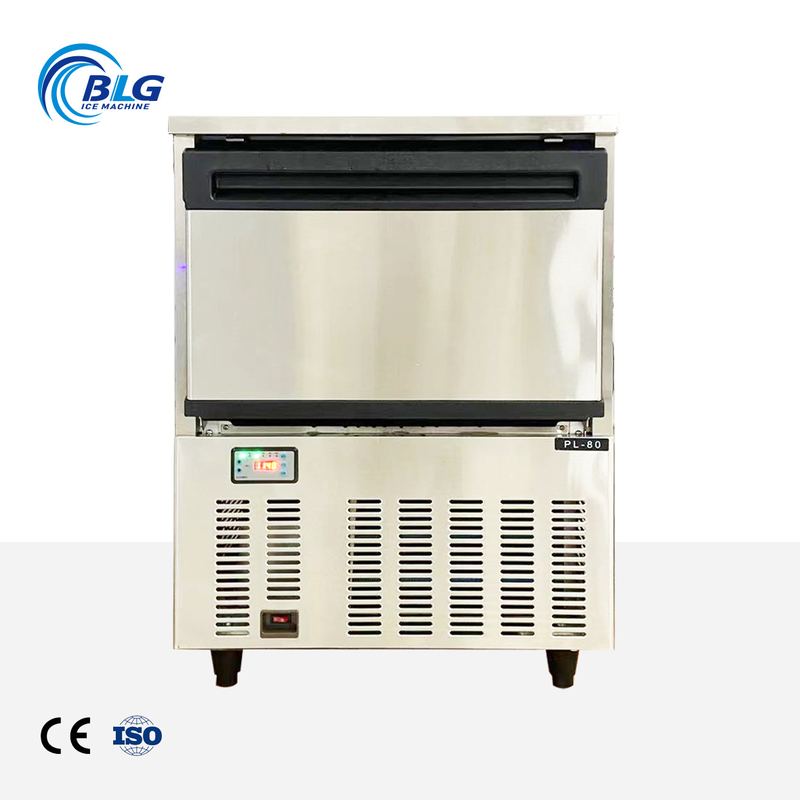 BLG 80 Kg Ice Production Large Full Cube Ice Maker Water Spray Commercial Compact Ice Machine with 30kg Storage Bin for Sale